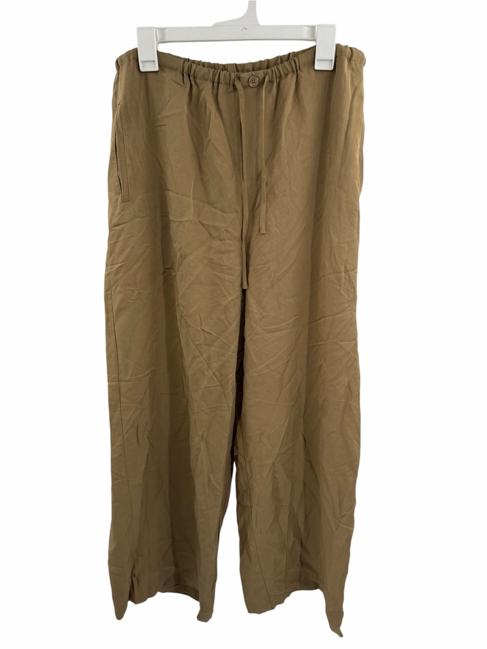 Christian Lacroix Women’s Tan Pull On Rayon Lyocell Wide Leg Pant Trouser Large